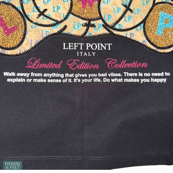Left Point Limited Edition Bear Rhinestone Black T-Shirt Size XL NEW/NWT - Picture 5 of 11
